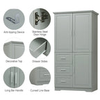 Tall and Wide Storage Cabinet with Doors for Bathroom/Office,Three Drawers - N/A