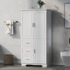 Tall and Wide Storage Cabinet with Doors for Bathroom/Office,Three Drawers - N/A