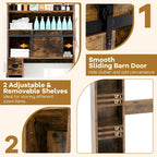 Gymax Over The Toilet Storage Cabinet w/ Sliding Barn Door Adjustable