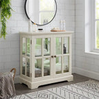 LED Glass Antique Curio Display Cabinet Showcase with Lattice Doors