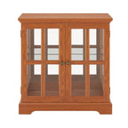 LED Glass Antique Curio Display Cabinet Showcase with Lattice Doors