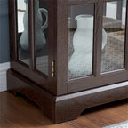 LED Glass Antique Curio Display Cabinet Showcase with Lattice Doors