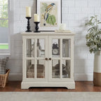 LED Glass Antique Curio Display Cabinet Showcase with Lattice Doors