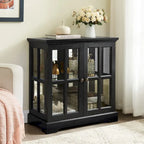 LED Glass Antique Curio Display Cabinet Showcase with Lattice Doors