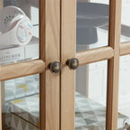 LED Glass Antique Curio Display Cabinet Showcase with Lattice Doors