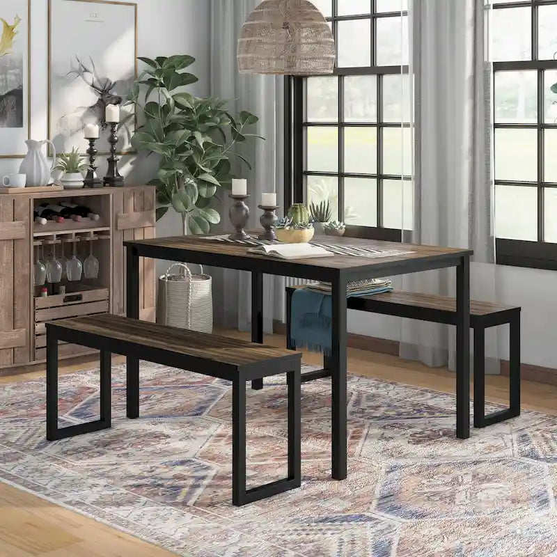 Rhese Transitional Metal 3-Piece Dining Table Sets by 