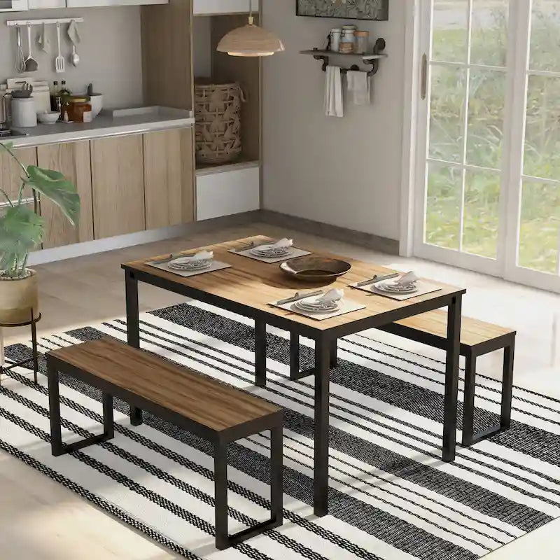Rhese Transitional Metal 3-Piece Dining Table Sets by
