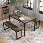 Rhese Transitional Metal 3-Piece Dining Table Sets by
