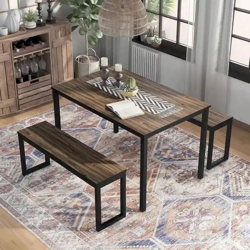 Rhese Transitional Metal 3-Piece Dining Table Sets by