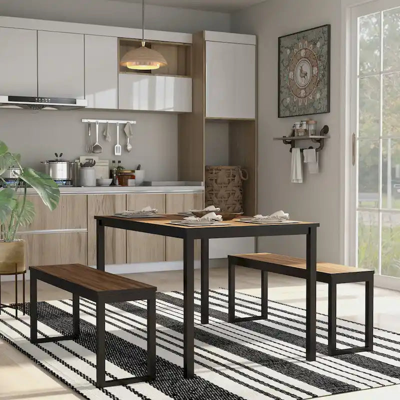 Rhese Transitional Metal 3-Piece Dining Table Sets by