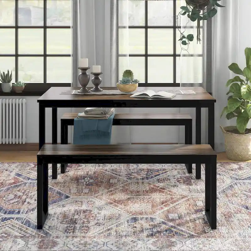 Rhese Transitional Metal 3-Piece Dining Table Sets by