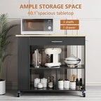 Futzca Kitchen Island on Wheels with Large Work Countertop