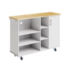 Futzca 47W Kitchen Storage Island Cart with 6 Open Shelves and 1 Cabinet
