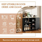 Futzca 47W Kitchen Storage Island Cart with 6 Open Shelves and 1 Cabinet