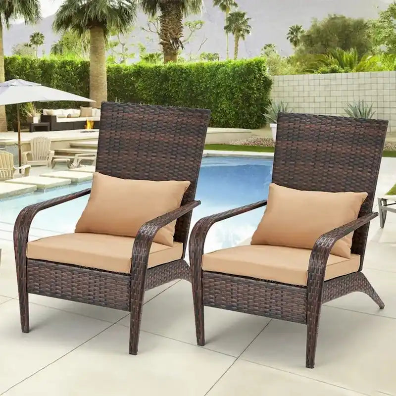 AECOJOY Patio Chairs High Back Wicker Outdoor Dining Chair(Set of 2)