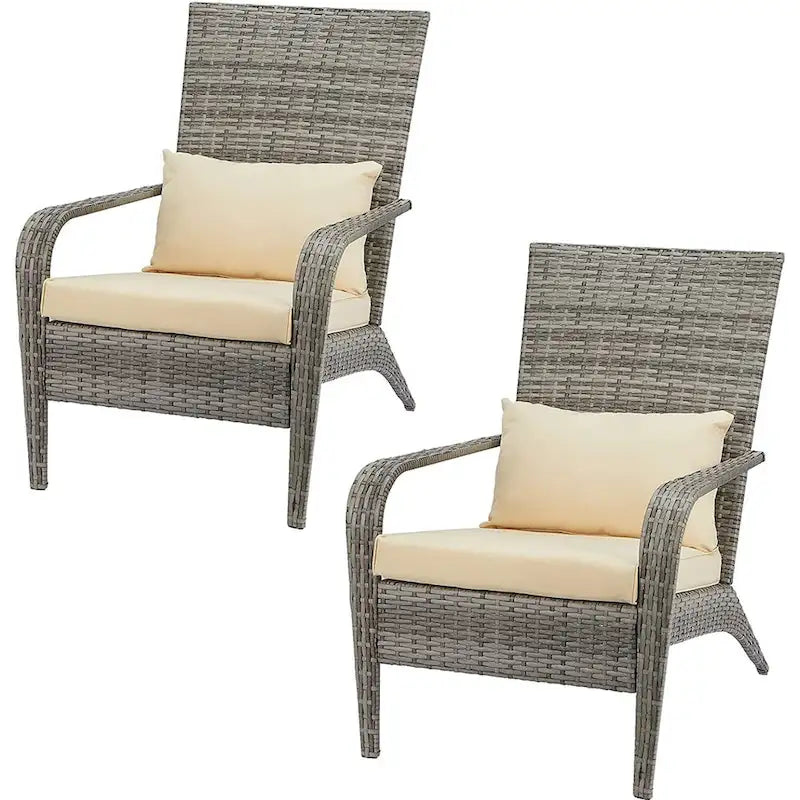 AECOJOY Patio Chairs High Back Wicker Outdoor Dining Chair(Set of 2)
