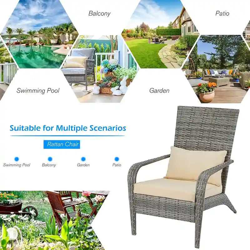 AECOJOY Patio Chairs High Back Wicker Outdoor Dining Chair(Set of 2)