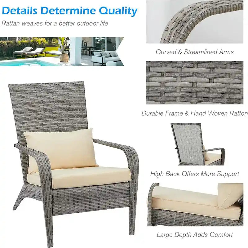 AECOJOY Patio Chairs High Back Wicker Outdoor Dining Chair(Set of 2)