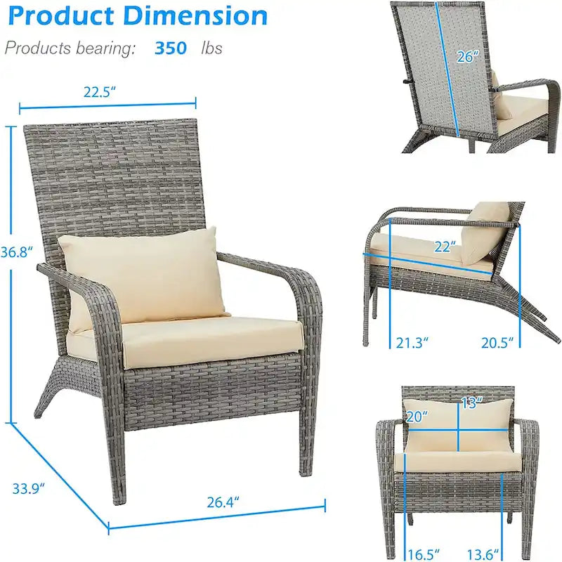 AECOJOY Patio Chairs High Back Wicker Outdoor Dining Chair(Set of 2)