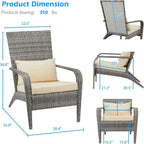 AECOJOY Patio Chairs High Back Wicker Outdoor Dining Chair(Set of 2)
