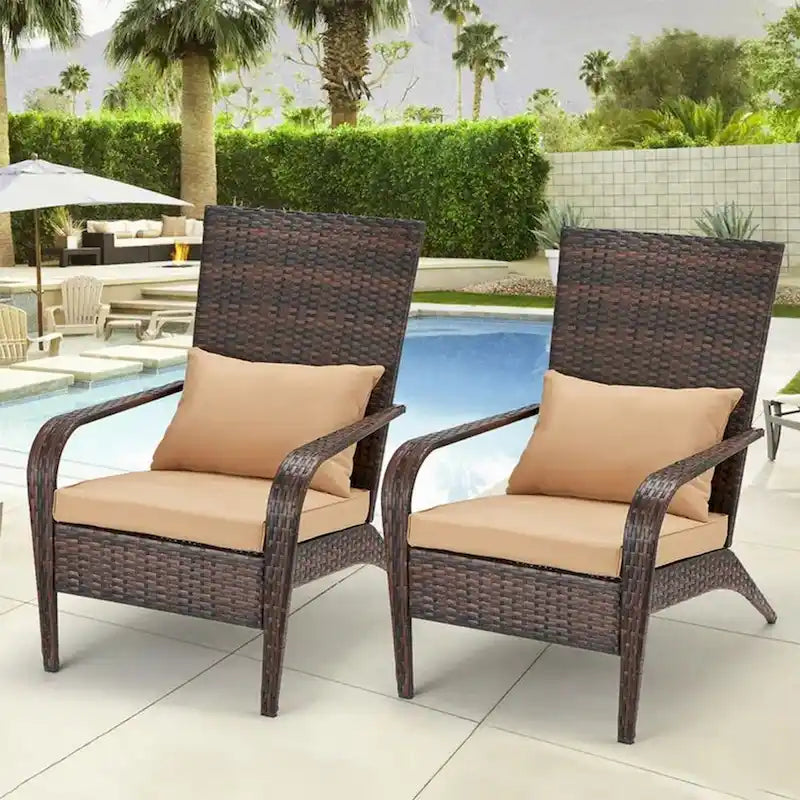 AECOJOY Patio Chairs High Back Wicker Outdoor Dining Chair(Set of 2)