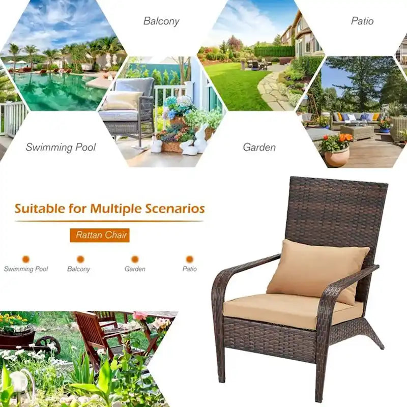 AECOJOY Patio Chairs High Back Wicker Outdoor Dining Chair(Set of 2)