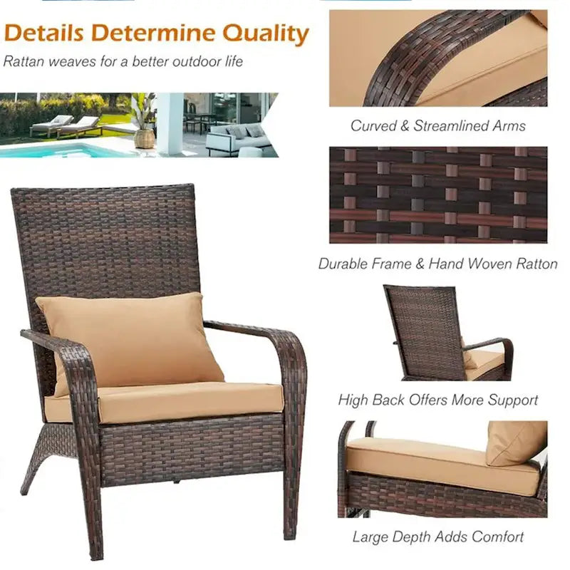 AECOJOY Patio Chairs High Back Wicker Outdoor Dining Chair(Set of 2)