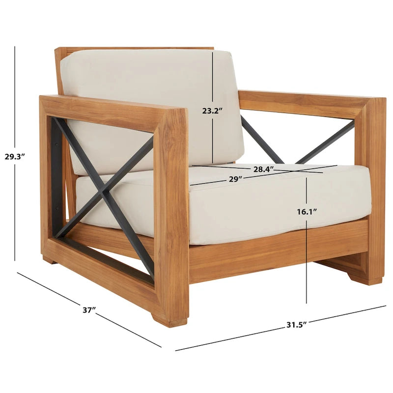 SAFAVIEH Couture Beth Outdoor Teak Club Chair - 32W x 37D x 29H