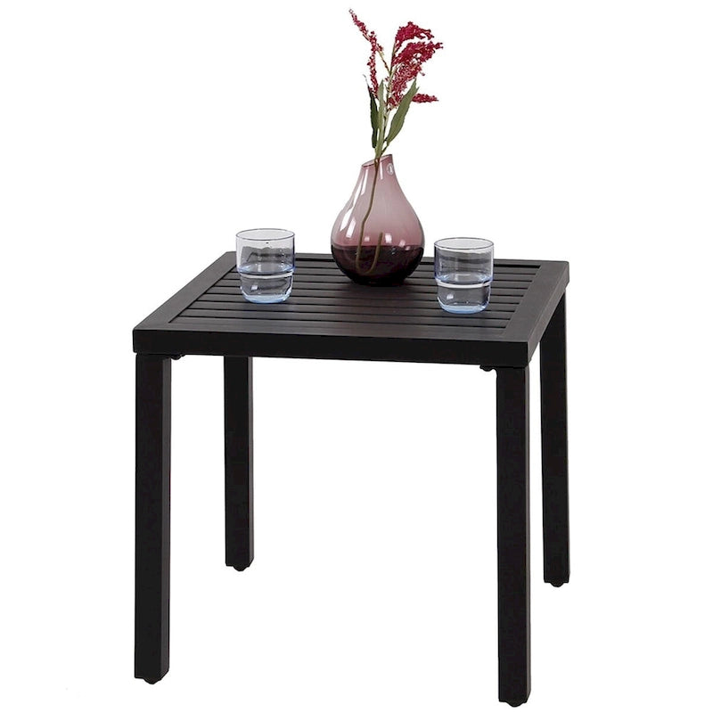 3-Piece Metal Patio Dining Set, 1 Square Table and 2 Folding Sling Chairs - N/A