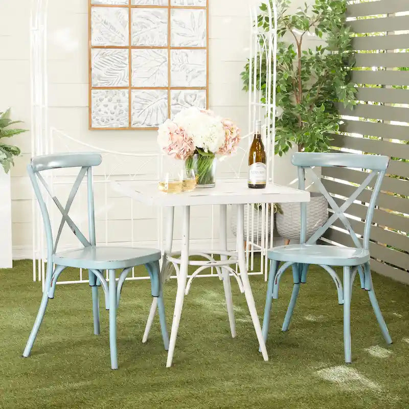 Iron Farmhouse Outdoor Dining Chair (Set of 2) - 22 x 19 x 35