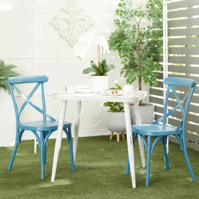 Iron Farmhouse Outdoor Dining Chair (Set of 2) - 22 x 19 x 35