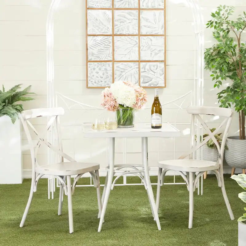 Iron Farmhouse Outdoor Dining Chair (Set of 2) - 22 x 19 x 35