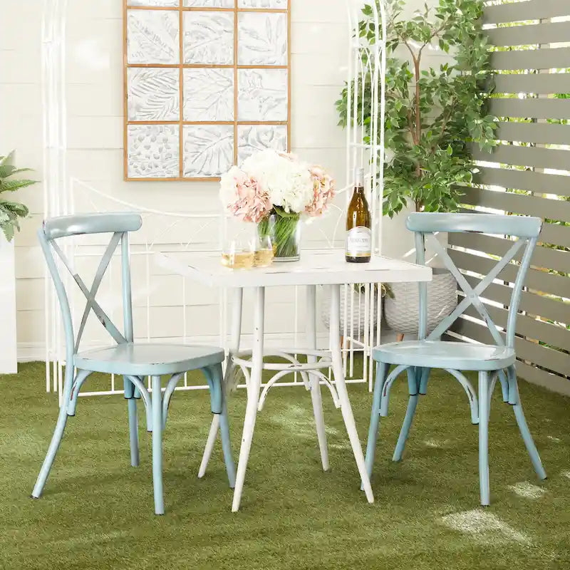 Iron Farmhouse Outdoor Dining Chair (Set of 2) - 22 x 19 x 35