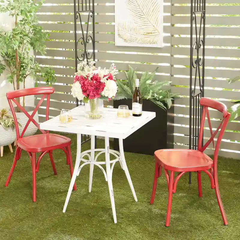 Iron Farmhouse Outdoor Dining Chair (Set of 2) - 22 x 19 x 35