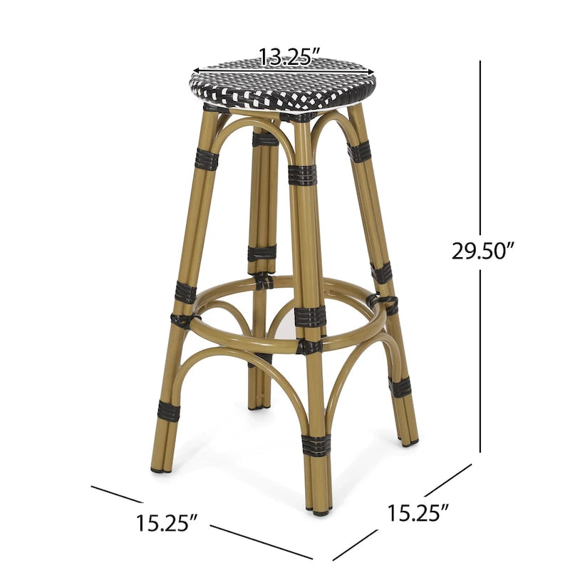 Starla Outdoor Aluminum and Wicker 29.5 Inch Barstools (Set of 2) by Christopher Knight Home - N/A