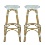 Starla Outdoor Aluminum and Wicker 29.5 Inch Barstools (Set of 2) by Christopher Knight Home - N/A