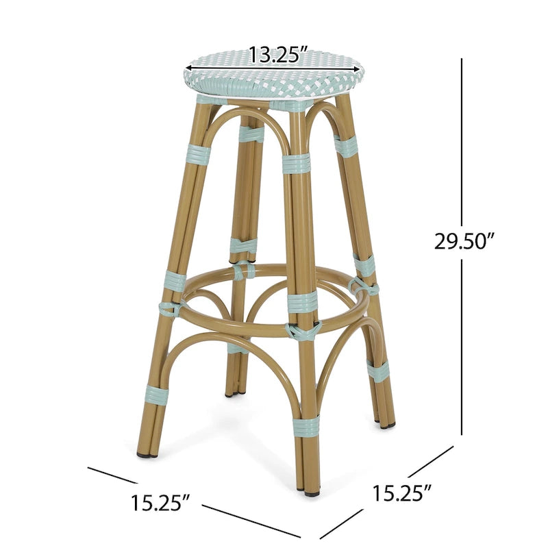 Starla Outdoor Aluminum and Wicker 29.5 Inch Barstools (Set of 2) by Christopher Knight Home - N/A