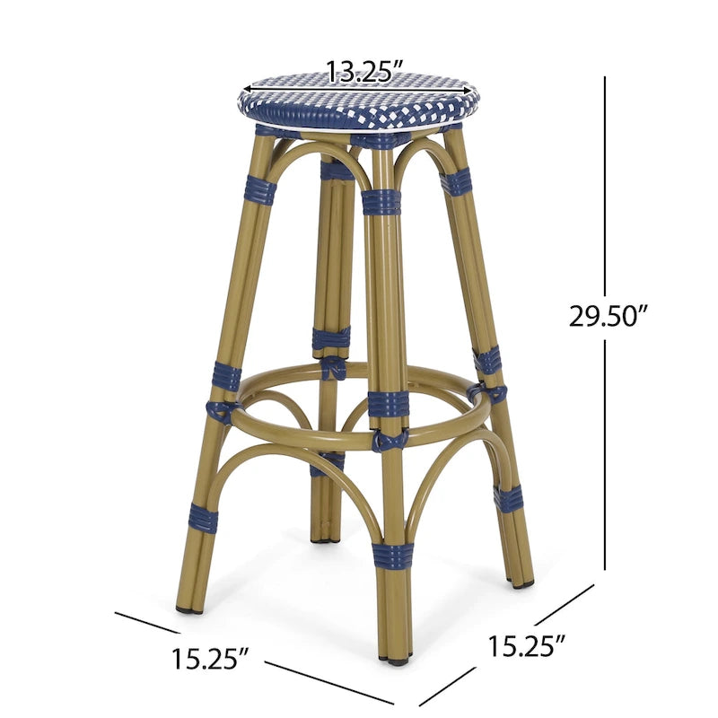 Starla Outdoor Aluminum and Wicker 29.5 Inch Barstools (Set of 2) by Christopher Knight Home - N/A