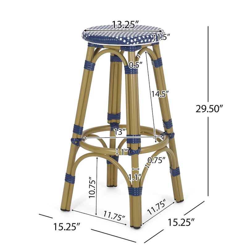 Starla Outdoor Aluminum and Wicker 29.5 Inch Barstools (Set of 2) by Christopher Knight Home - N/A