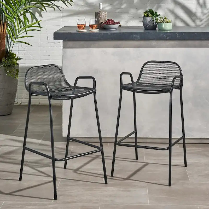 Baltimore Outdoor Modern Barstool (Set of 2) by Christopher Knight Home