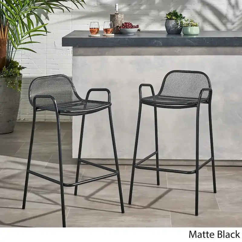 Baltimore Outdoor Modern Barstool (Set of 2) by Christopher Knight Home