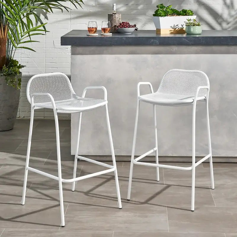 Baltimore Outdoor Modern Barstool (Set of 2) by Christopher Knight Home
