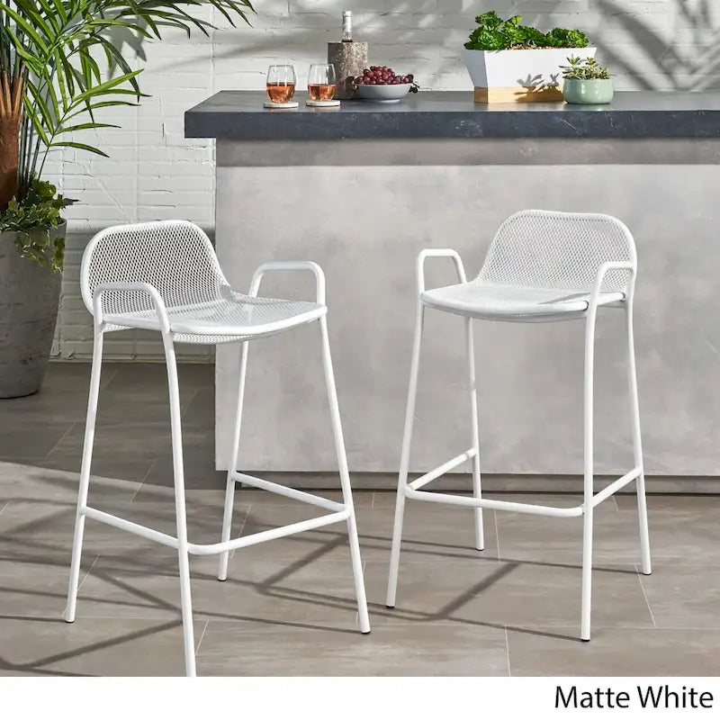Baltimore Outdoor Modern Barstool (Set of 2) by Christopher Knight Home