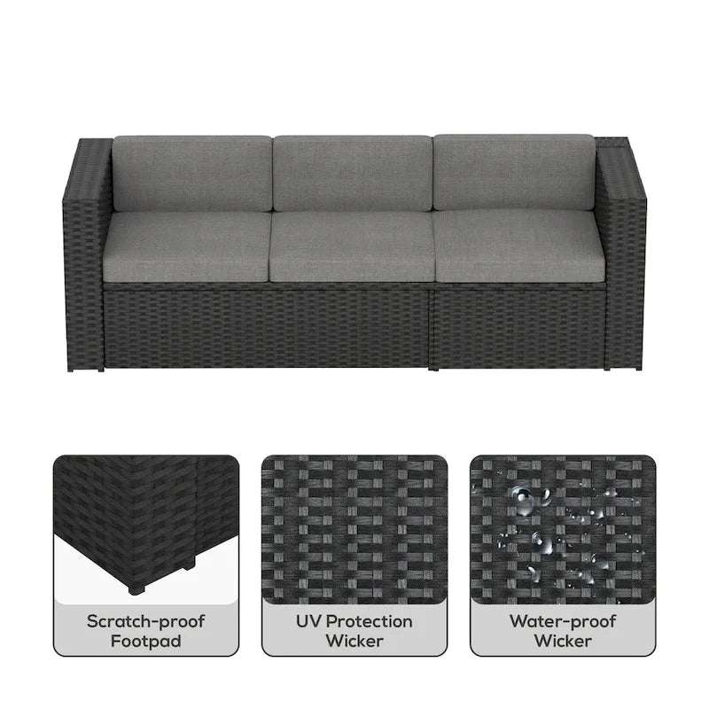 Ander Outdoor Patio Sectional Sofa Conversation Set with Cushions