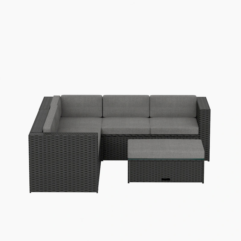 Ander Outdoor Patio Sectional Sofa Conversation Set with Cushions