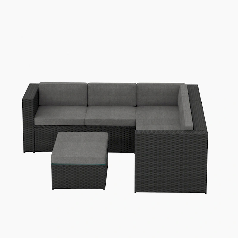 Ander Outdoor Patio Sectional Sofa Conversation Set with Cushions