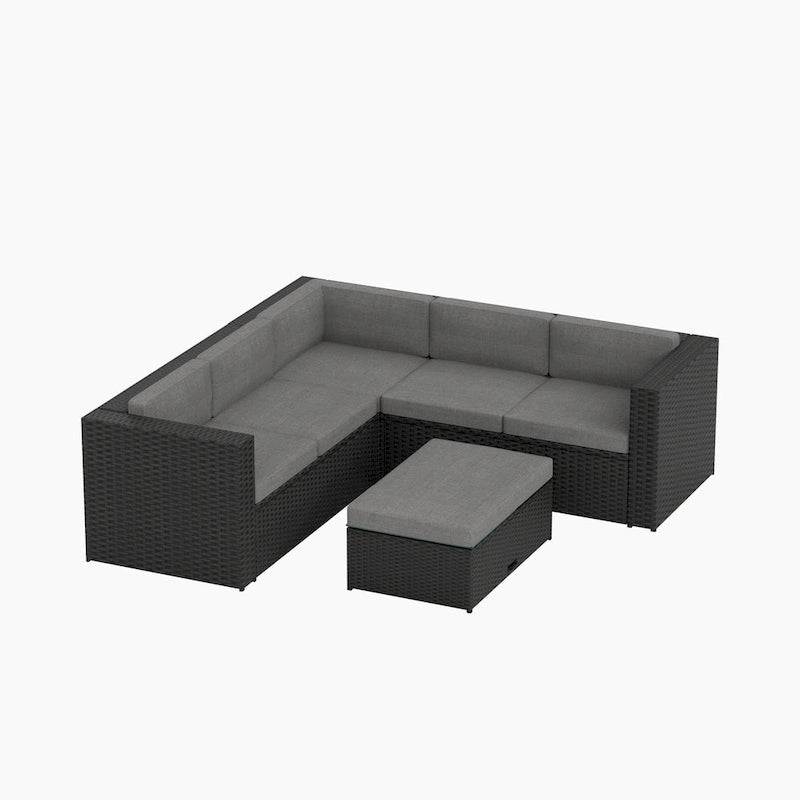 Ander Outdoor Patio Sectional Sofa Conversation Set with Cushions