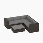 Ander Outdoor Patio Sectional Sofa Conversation Set with Cushions