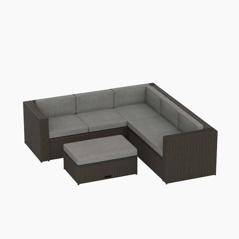 Ander Outdoor Patio Sectional Sofa Conversation Set with Cushions