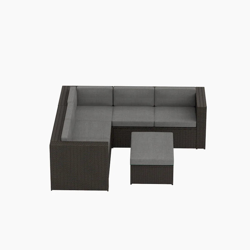 Ander Outdoor Patio Sectional Sofa Conversation Set with Cushions